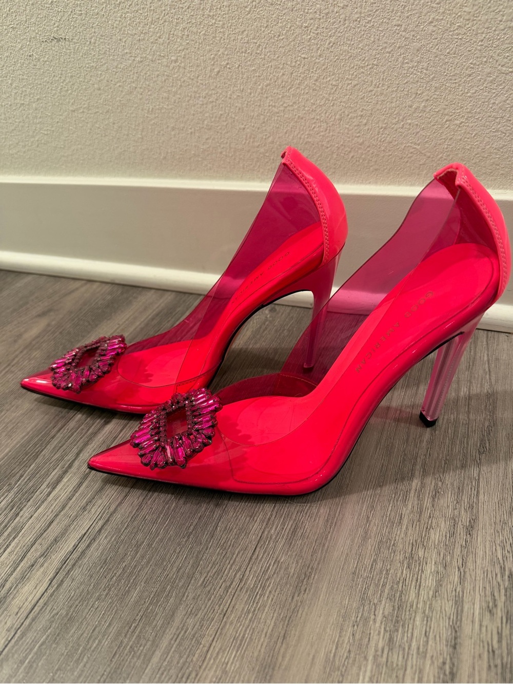 Good American Hot Pink Crystal-Embellished Pointed Pumps - Picture 2 of 5